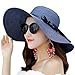 Itopfox Women's Big Brim Sun Hat Floppy Foldable Bowknot Straw Hat Summer Beach Hat