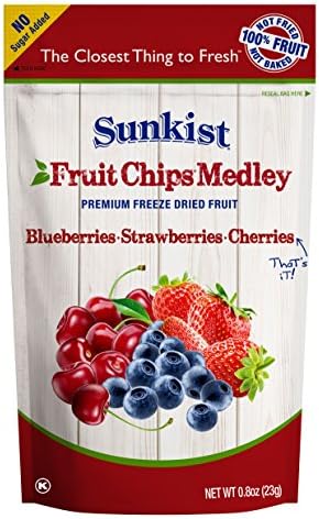 SUNKIST Fruit Chips Medley, Blueberries - Strawberries - Cherries 0.8 oz. (8 pack)
