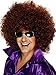 Fluffy Short Afro Wigs Synthetic Unisex Anime Cosplay Funny Fancy Wig for Crazy Party (Brown)