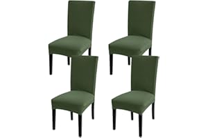 Fuloon 4 Pack Super Fit Stretch Removable Washable Short Dining Chair Protector Cover Seat Slipcover for Hotel, Dining Room, Ceremony, Banquet Wedding Party
