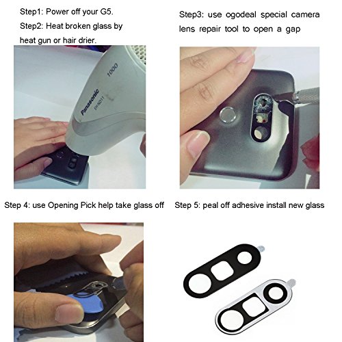 oGoDeal Camera Glass Lens Cover Replacement Tool Kit For LG G5 with Adhesive 2 Pack