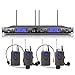 XTUGA EW240 UHF Rocket Audio 4 Channel Wireless Microphone System UHF Wireless Microphone System metal receiver with 4 bodapack for Stage Church Use for Family Party, Church, Small Karaoke Night