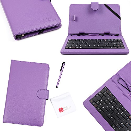 DURAGADGET Faux Leather Protective Micro USB French Keyboard Case in Purple - Compatible with Acer Iconia Tab A1 / A1-811 / A1-8 / W3 / W3-810 / W4-820 / A100