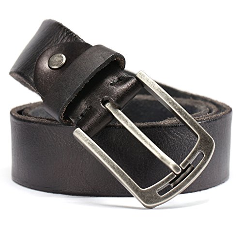 HYHZ Italian Full Grain Leather Belt Men,Cowboy Casual Pin Buckle Belt,Anti-Scratch Buckle Genuine Leather Waist Strap,Casual & Soft Comfortable (Sports Black)