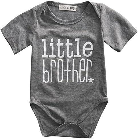 April Li Toddler/Newborn Boys Shirt Big Brother T-Shirt &amp; Little Brother Romper Outfits Set Clothes (90(6-12M), Little Brother Grey)