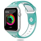 Valband Apple Watch Band 38mm 42mm, Soft Silicone Sport Band Strap Replacement iWatch Bands for Apple Watch Nike Series 3,Series 2,Series 1 (38mm, Celeste/White)