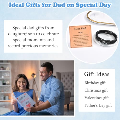 Gifts for Dad Grandad Husband Son Grandson, Infinity Knot Leather Bracelet for Brother Uncle Boyfriend Nephew, Christmas Birthday Fathers Day Valentines Gifts for Him, Stocking Fillers for Men Boys