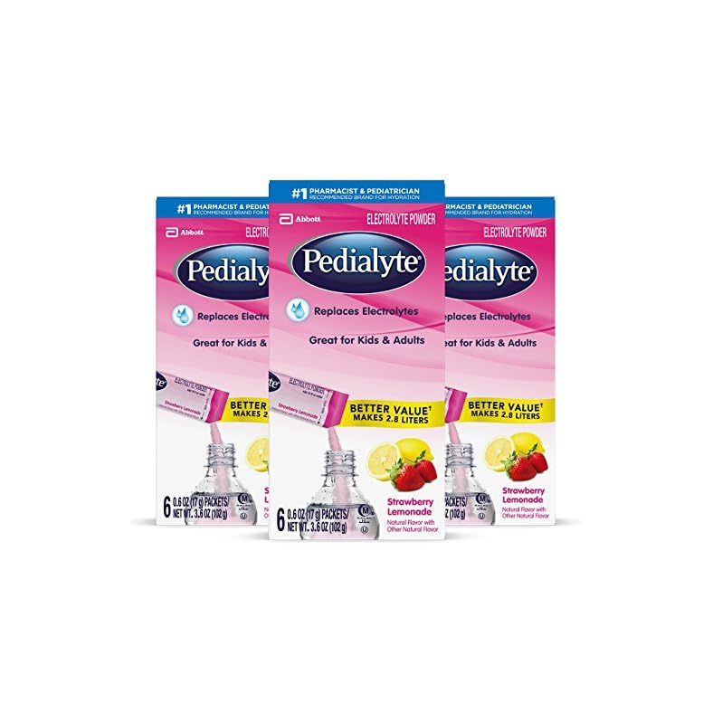 Pedialyte Electrolyte Powder Packets, Strawberry Lemonade, Hydration Drink, 18 Single-Serving Powder Packets