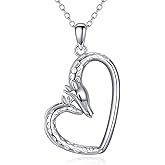 YONFQE Giraffe Necklace Sterling Silver Heart Pendant Cute Animal Jewelry Gifts for Women