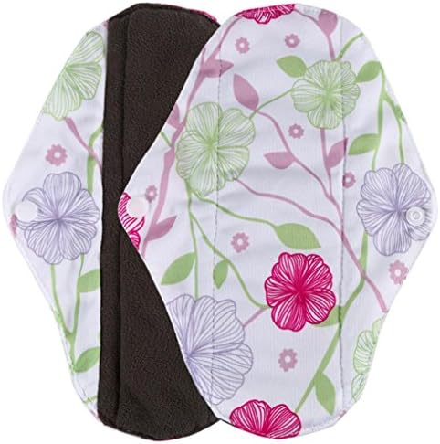 Sumilulu Reusable Bamboo Cloth Washable Menstrual Pad Mama Sanitary Towel Pad (L, White)