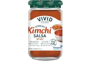 VIVID KITCHEN Kimchi Salsa - Korean Mexican Fusion Condiment - Mild & Hot Flavors - 7.6 oz Bottle - No MSG, No Artificial Preservatives - Plant-Based, Flavorful Salsa for Tacos, Burritos, Topping, Cooking, Dipping, and Grilling