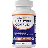 Vitamatic Lactobacillus Reuteri Complex – 22 Billion CFU per Delayed Release Capsule – 60 Capsules – Digestive & Gut Health Support – with Prebiotic Inulin Fiber