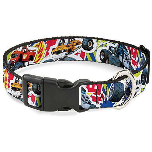 Dog Collar Plastic Clip Blaze 5 Trucks Flames Collage Green Multi Color 18 to 3…