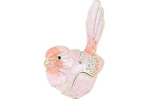 ASkinds Ceramic Bird Trinket Box Statue, Chinese Enameled Bird Figurine Rings Earrings Small Jewelry Storage Box & Pendant fo
