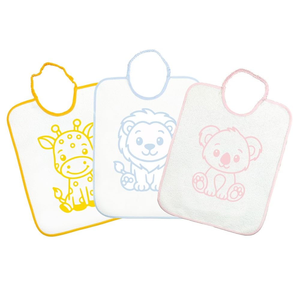 Bubabù BAV130 Pack of 6 Dragon Bibs for Children, Plasticised with Elastic, 31 x 38 cm
