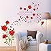 decalmile Red Rose Removable Wall Stickers Removable Flower Wall Decals Bedroom Living Room Wall Art Decor