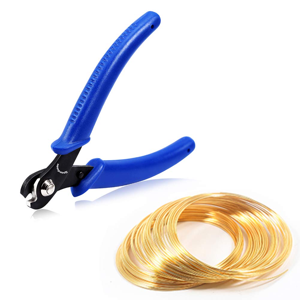 SPEEDWOX 5 Inch Memory Wire Cutting Pliers 100 Loops Gold Wire Cutter for Bracelet Jewelry Bead Making DIY Crafts