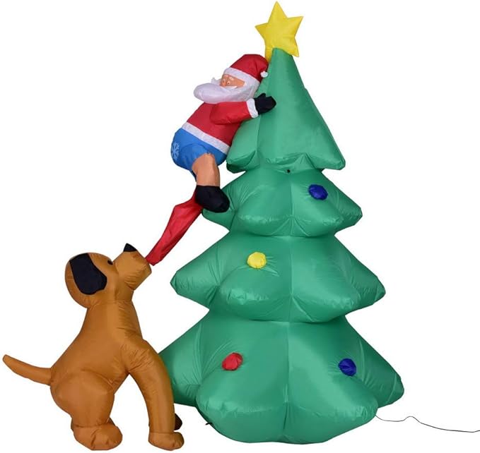 Amazon.de ARAUS Weihnachtsmann Figur Hund Aufblasbar Beleuchtet 180 cm