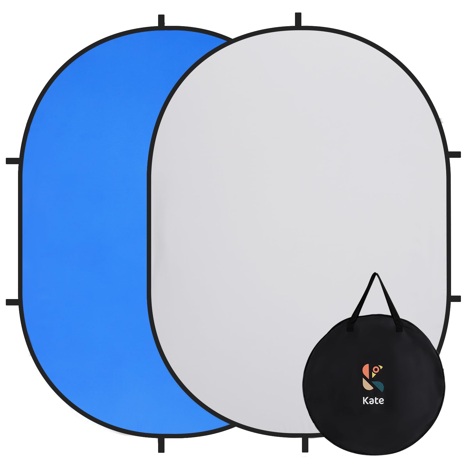 Photo 1 of Kate Collapsible Pop-Up Backdrop for Self-Tape Auditions, Professional Headshots, Video Conferencing & Live Streaming - Portable Photography Background (5'x6.5' / 1.5x2m, Blue/Gray)