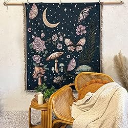 Hopstar Mushroom Butterfly Throw Blanket Moon