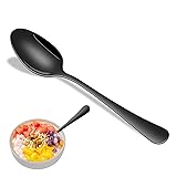 Black Soup Sooon,8 PCs 7.3 Inch Dinner Spoons,PVD