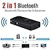 Sandistore Bluetooth 2in1 Transmitter/Receiver Wireless 3.5mm Audio Adapter (AptX Low Latency Both TX & RX, 2 Devices Simultaneously TV, Home Stereo,Xbox One MP3 Player)