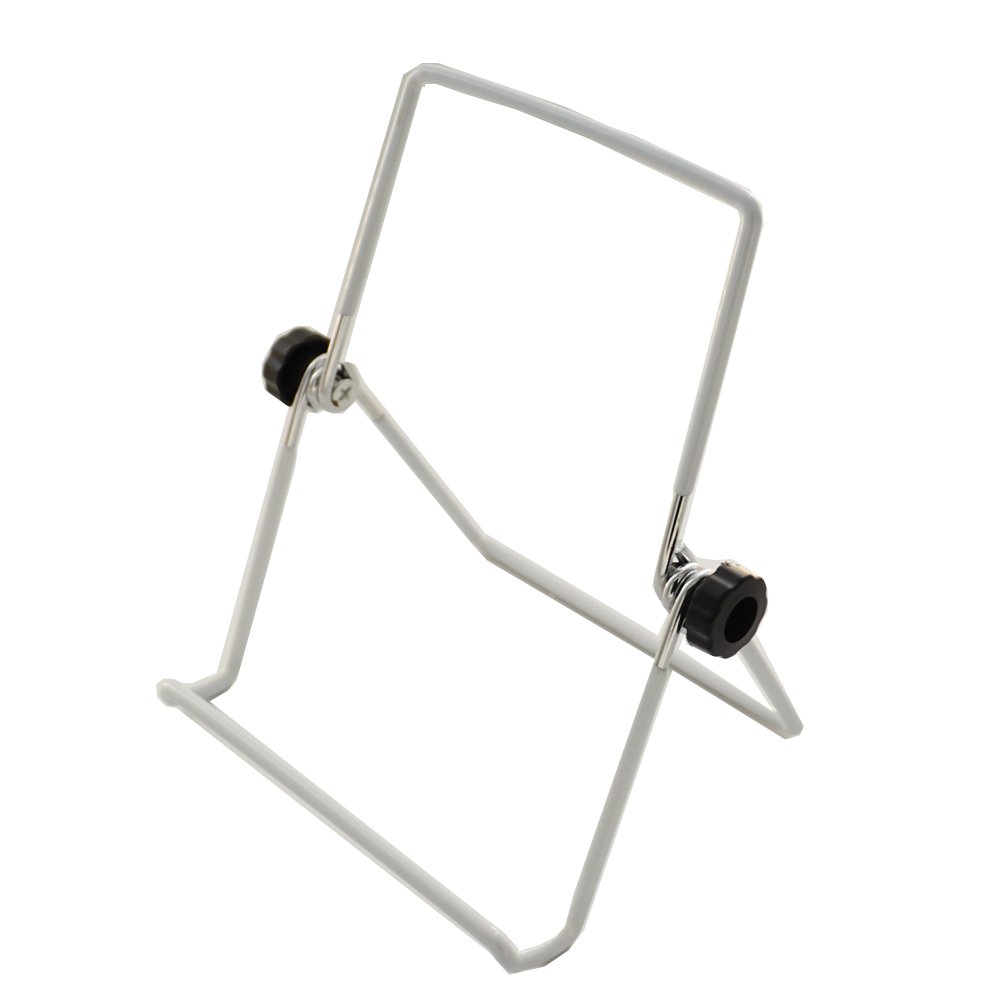 Tincogo (2 Pack) Adjustable Iron Display Stand Easel Foldable Tablet Stand Holder,Displays Picture Frames, photo,Cookbooks, iPad, Art Collection，White