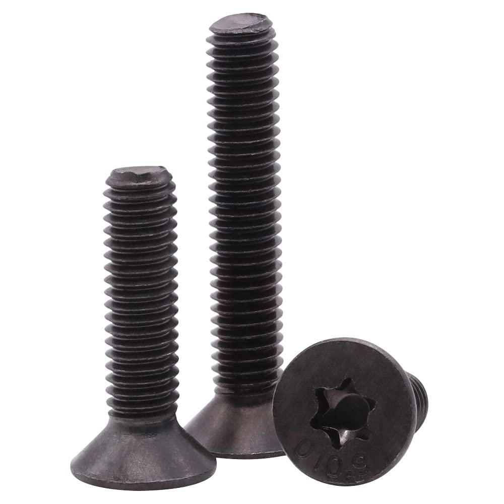 Photo 1 of M8-1.25 x 30mm Flat Countersunk Head Torx Security Machine Screws Bolts, Black Oxide Finish, 10.9 Grade Alloy Steel, Full Thread, Pack of 12