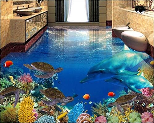 Zsexdr 3d Flooring Pvc Self Adhesive Wallpaper Dolphins And