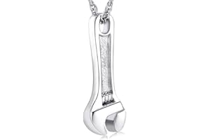 shajwo Wrench Urn Necklace for Ashes for Women Men Human Ashes Stainless Steel Hammer Cremation Jewelry for Ashes Pendant