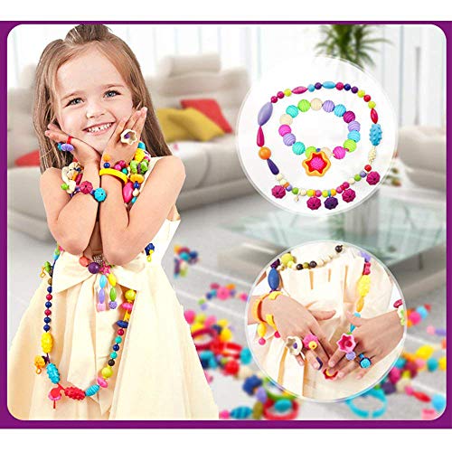 Edycur Pop Beads DIY Jewelry Making Kit, Art Crafts Toys for 3, 4, 5, 6, 7,8 Year Old Kids Girls,Hair Clasp,Necklace, Bracelet and Ring,Best Toys Gift for Kids
