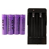 Hossen GTF 4pcs 3.7V 14500 Led Flashlight 2300mAh Li-ion Rechargeable Battery add Charger