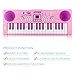 Kids Piano, Sanmersen 37 Key Multi-function Electronic Keyboard Piano Play Piano Organ with Microphone Educational Toy for Toddlers Kids Children(Pink)