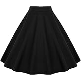 KILLREAL Women's Vintage Knee Length Flare Floral A Line Pleated Skirt