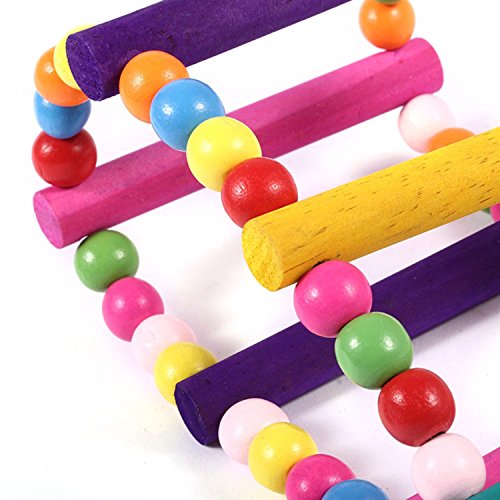 LESYPET Colorful Ladder Bird Toy, Flexible Ladders Wooden Rainbow Bridge for Parrots Pet Trainning 8-Step