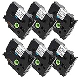 Fimax 6 Pack Compatible Brother TZe-241 TZe241 P-Touch Label Tape 18mm 3/4 Inches Black on White Standard Laminated Tape TZ-241