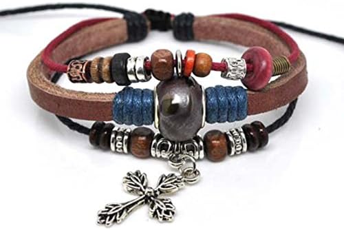 4030142 Leather Cross Bracelet Christian Jesus Religious Jewelry
