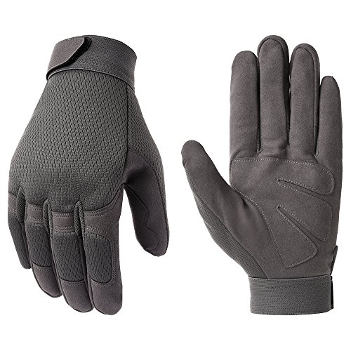 JIUSY General Tactical Gloves Outdoor Army Military Combat Cycling Motorcycle Motorbike Hunting Full Finger Gloves for Airsoft Paintball Work Size Large Gray