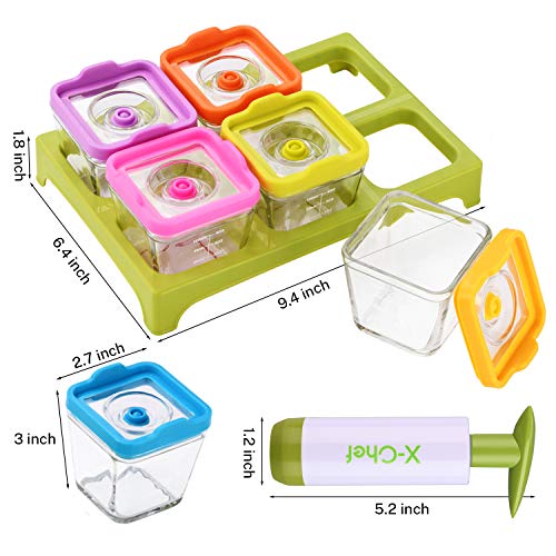 XChef Vacuum Seal Containers, Baby Food Storage Glass Container Set of