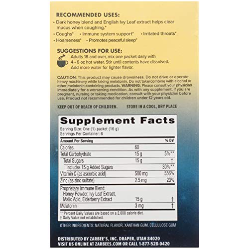 Zarbee's Naturals Cough & Throat Relief + Mucus Nighttime Drink Mix