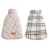 Kuoser Cozy Waterproof Windproof Reversible British style Plaid Dog Vest Winter Coat Warm Dog Apparel for Cold Weather Dog Jacket for Small Medium Large dogs with Furry Collar (XS - 3XL ),Beige S
