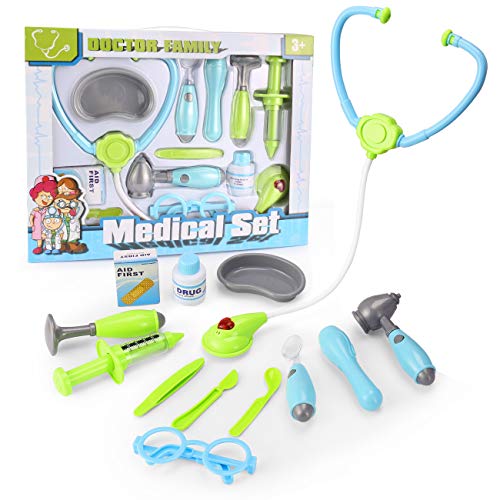 Vandora Durable Kids Doctor Kit with Electronic Stethoscope and 12 Medical Doctor’s Equipment, Packed in a Sturdy Gift Case