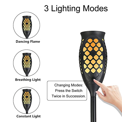 Juhefa Solar Lights Outdoor, Dancing Flickering Flames Torches Lights Lantern with Waterproof Wireless Security Auto On/Off Dusk to Dawn for Landscape Garden Patio Pathway Yard Deck (1 Pack) - Thumbnail 4
