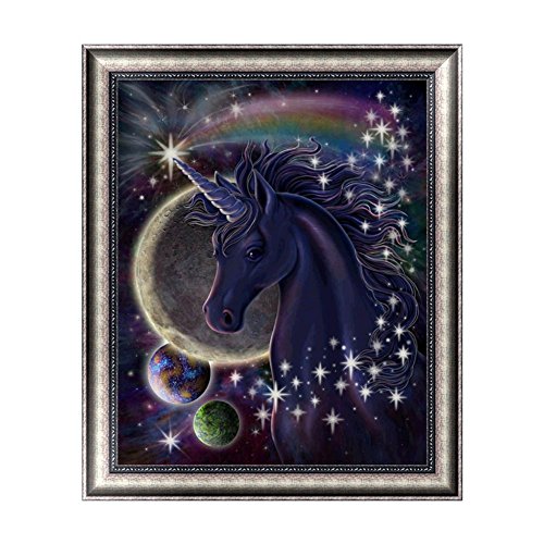 Chige DIY 5D Diamond Painting Kit, Cross Stitch Craft Kits Rhinestone Embroidery Wall Stickers Pasted Picture Drawing for Living Room Craft Home Wall Decor (Unicorn - 2)