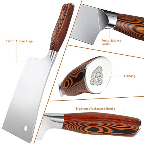 TUO Meat Cleaver Heavy Duty Meat Chopper High Carbon German Stainless Steel Butcher Knife