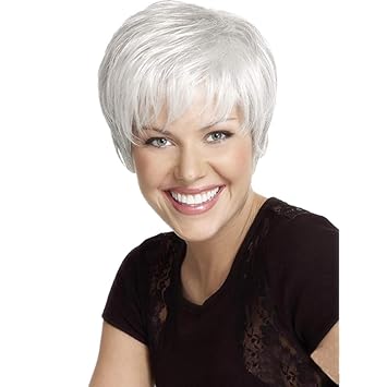 Amazon Com Grey White Wigs For Women Short Wig Hair Party