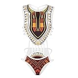 Women's African Tribal Print Bikini High Cut Monokini One Piece Swimsuit Backless Swimwear