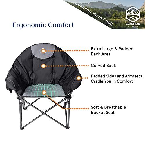 Coastrail Outdoor Camping Chair Oversized Padded Folding Quad Arm