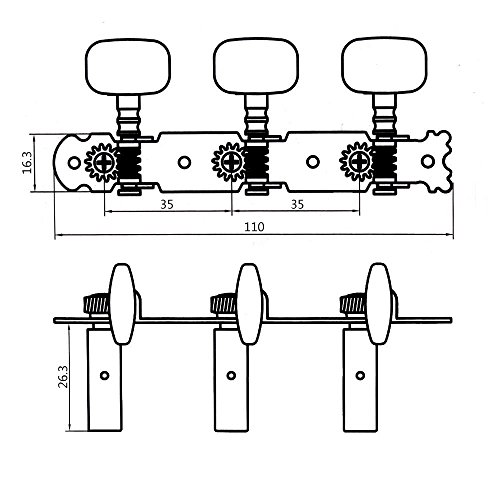 Timiy 2Pcs Adjustable Classical Guitar Tuning Pegs Set Classic Guitar Tuners Replacement