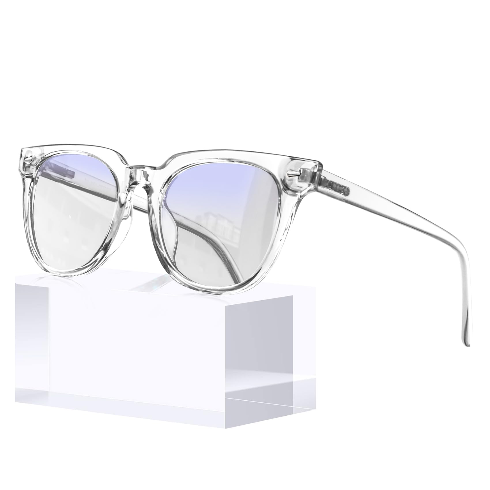 KANASTAL Clear Glasses Womens Transparent Blue Light Blocking Glasses Computer Screen Office Gaming Anti-Glare Square Bue Light Filter Bluelight TV - White Frame